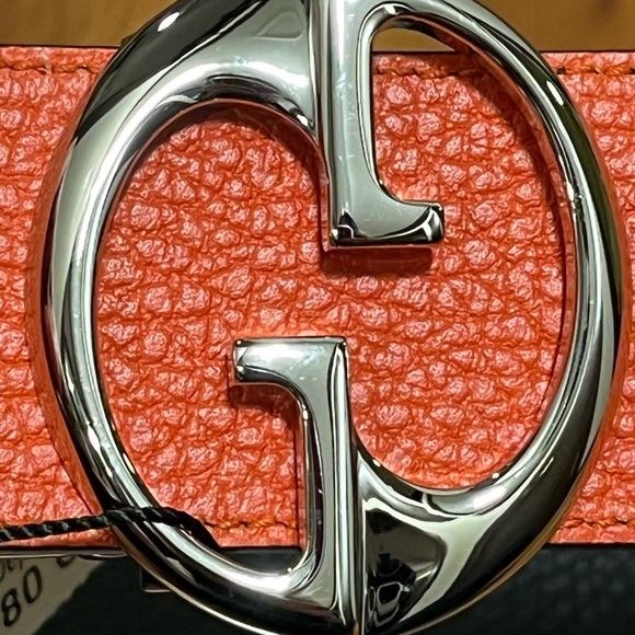 GUCCI Calfskin 1973 Reversible Belt 80 32 Black & Orange - Picture 4 of 10